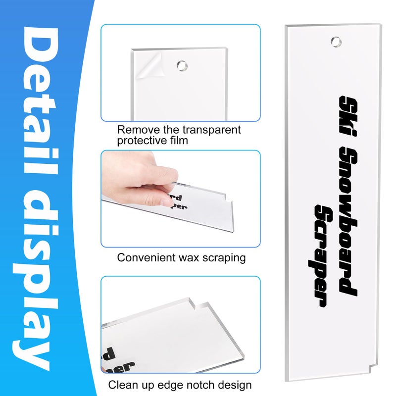 Shupakul 2 Pcs Snowboard Wax Plastic Scraper- Ski Wax Scraper- Ski Snowboard Plastic Scraper for Removing The Extra Cooled Wax (9 x 2.2 Inch) - Image 3